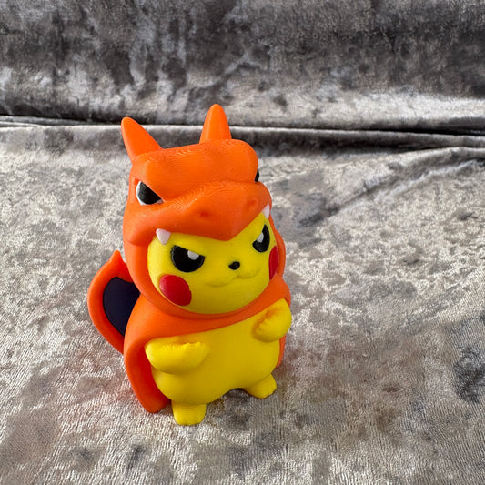 0025 Pikachu in a Charizard costume